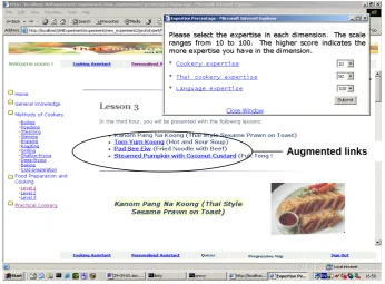 Figure 4-23: The Personalised Thai Cookery site: the ‘Personalised Assistant’ interface 