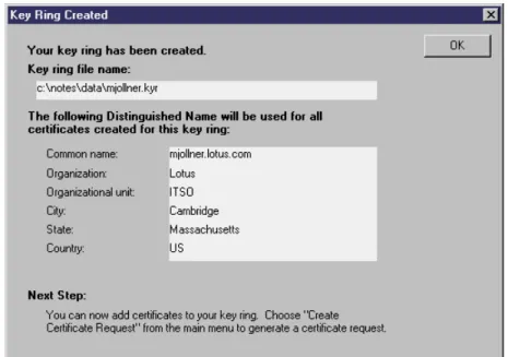 Figure 10. Confirmation of server keyring file creation