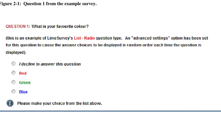 Figure 2-1:  Question 1 from the example survey. 