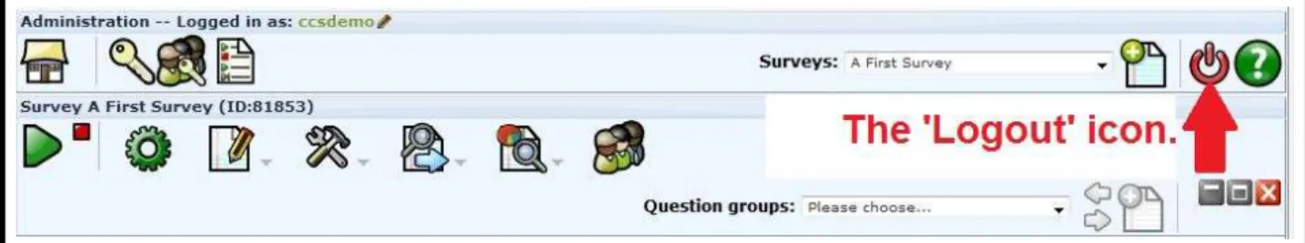 Figure 3-4:  You can click the ‘Return to survey administration’ icon to return to a previous multiple-toolbar  display