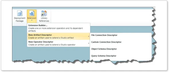 Figure 11: Extension Builder with Descriptor Wizards to create custom  operators and artifacts