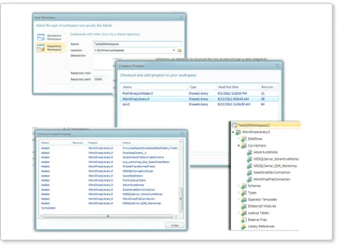 Figure 3:  Checking out a library and its artifacts from the QlikView Expressor  Repository Workspace