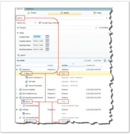 Figure 8: Search facility locating defined attribute “bonus”
