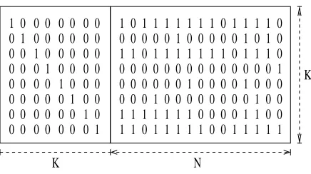 Fig. 3. The Systematic LT generator matrix