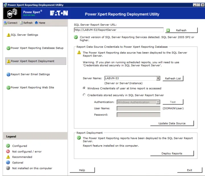 Figure 2.8. Report Deployment Settings