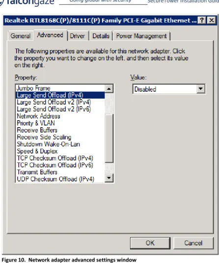 Figure 10.  Network adapter advanced settings window 