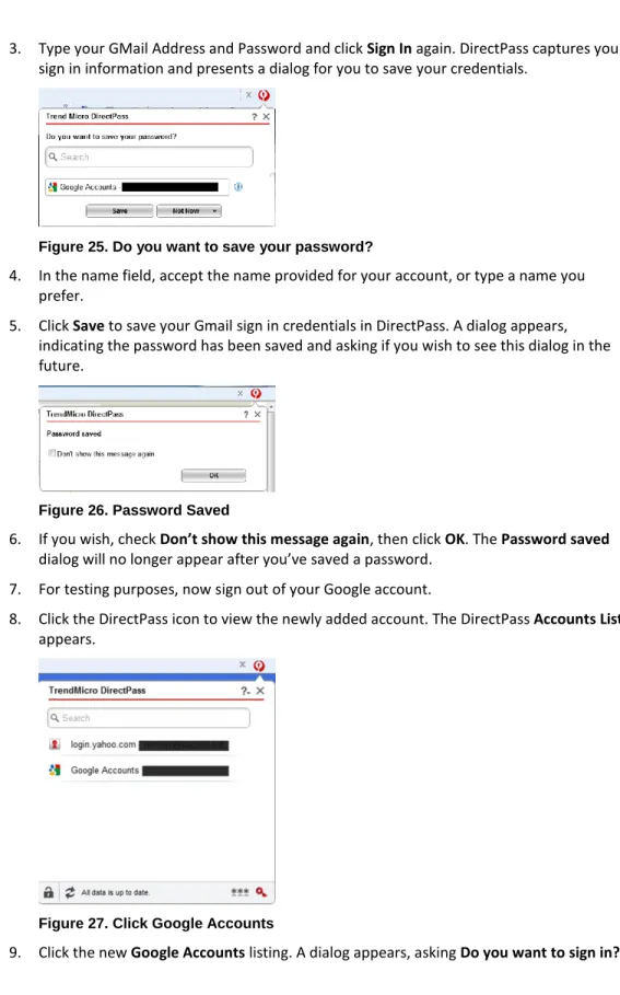 Figure 25. Do you want to save your password? 
