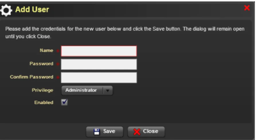Figure 23: Add User  3.  Enter the name of the user in Name text box. 