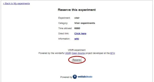 Figure 5:  Reserve the experiment 