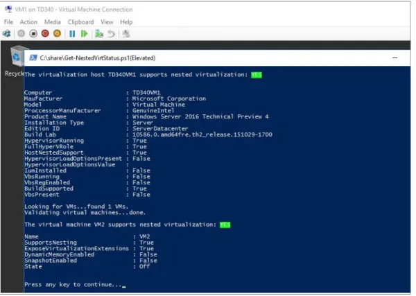 Figure 16   Verifying the status of nested virtualization in VM2