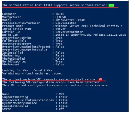 Figure 8   Output of the Get-NestedVirtStatus command