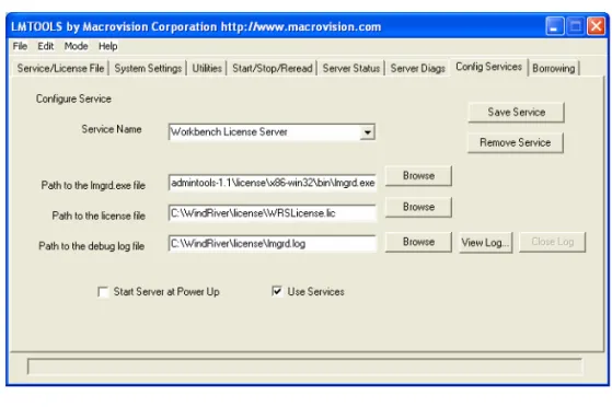 Figure 8-2 Config Services Tab (LMTOOLS)