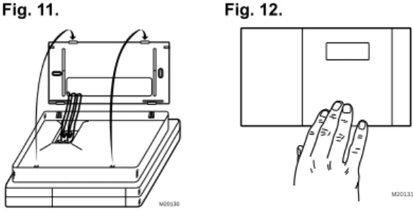 Fig. 11.  Fig. 12.  e. Align the tabs at the top of the thermostat 