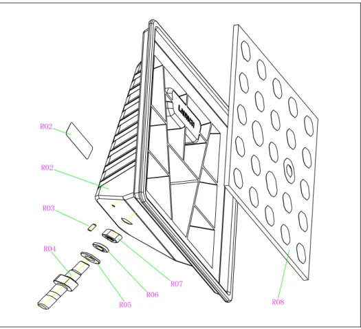 Fig. 3.6  Parts and components list of rear target assembly: 