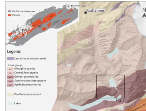 Figure 1. Geological map of the study area (modiﬁed after Bergeret al., 2017). The coordinate system of the inset map is given inWGS84, whereas the coordinates of the local geological map aregiven in the Swiss coordinate system (CH1903).