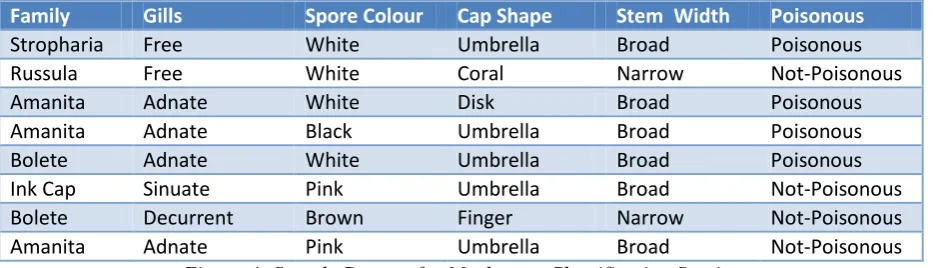 Figure 4: Sample Dataset for Mushroom Classification Service 