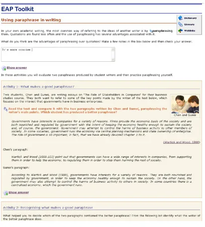 Figure 1: An RLO from the EAP Toolkit  