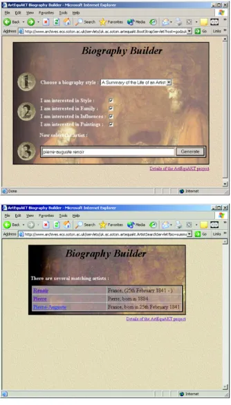 Fig. 15. Screenshots of the web interface.