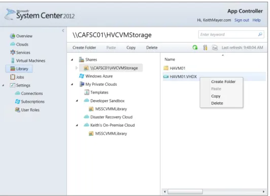 FIGURE 2-26   You can move files to or from private clouds using VMM libraries.