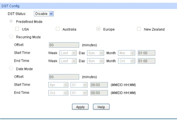 Figure 4-6 Daylight Saving Time  The following entries are displayed on this screen: 