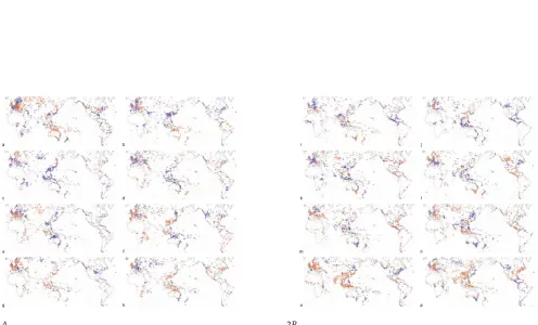 Figure 2: Austral summer RMM Phases 1 – 8 (a-h) and winter RMM Phases 1- 8 (i- p) rainfall anomalies