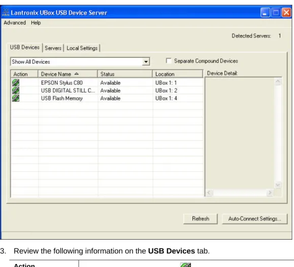 Figure 4-2. USB Devices Tab Showing Attached Devices 