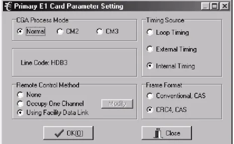 Figure 5.  E1 Parameter Settings