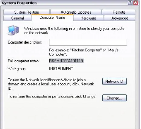 Fig. 4.2 Display of the instrument’s unique computer name  
