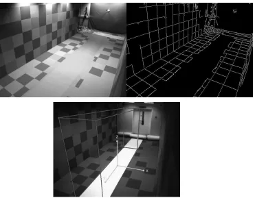 Figure 3-7 a) Image From Tunnel b) Edge Detected Image c) Active Volume Projected onto 