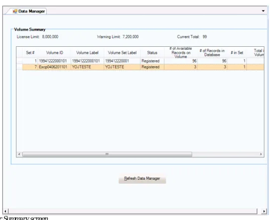 Figure 85: Data Manager Summary screen 