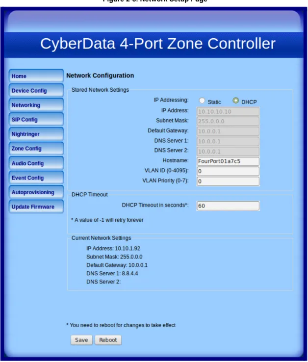 Figure 2-8. Network Setup Page