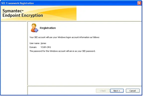 Figure 2.5—Password Registration, SSO Enabled, Domain Account