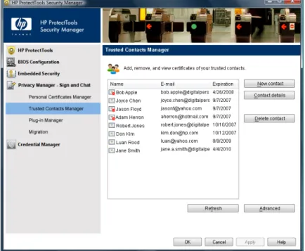 Figure 11 – Privacy Manager for HP ProtectTools 