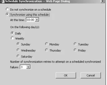 Figure 9-4 The Schedule Synchronization Web Page Dialog page