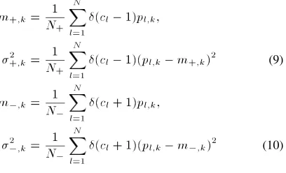 Fig. 2. Synthetic data: training and test error rates versus size of selected clas-siﬁer.