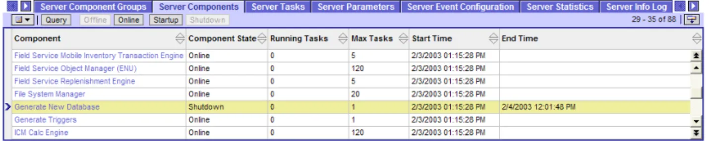 Figure 14 shows an example of successfully shutting down the Generate New  Database component.