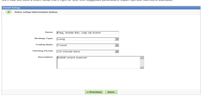 Figure 11: Save an event setup