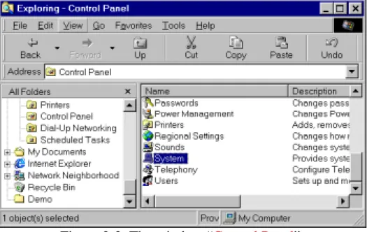 Figure 2-2. The window “Control Panel”.