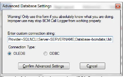 Figure 4 - Advanced database options (SQL Server) 