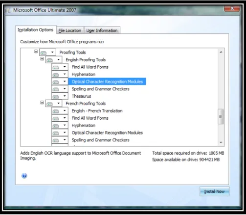 Figure 1 List of components for Microsoft Office install. 