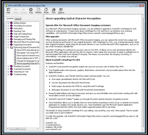 Figure 5 Upgrade information in Help documentation for the Document Imaging tool. 