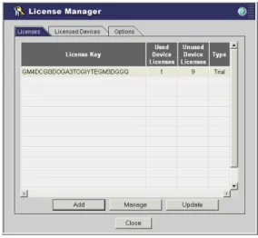 Figure 7: License Manager window  -Licenses tab