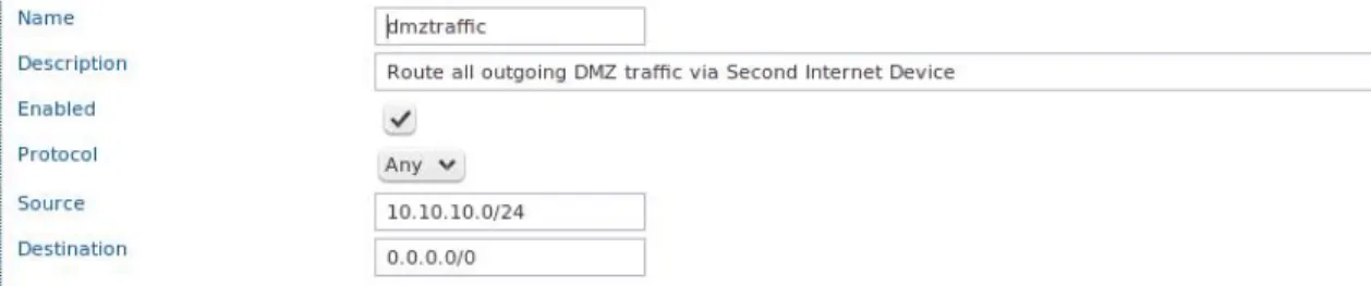 Figure 4.1. Routing outgoing DMZ Traffic through Secondary Internet Device Assign Internet device Priorities