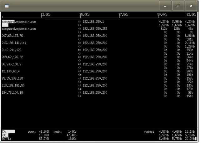 Table 8: Overview of iftop command arguments