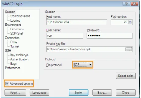 Table 12: WinSCP Configuration Settings