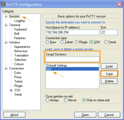 Figure 3.7. Connecting with PuTTY