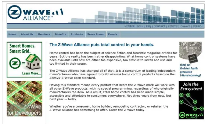 Figure 1.2: Z-Wave Alliance Website (as of 2009) 