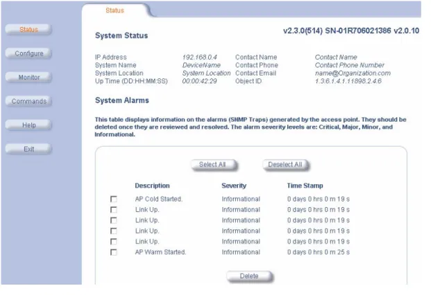 Figure 3-2  System Status Screen 