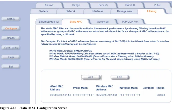 Figure 4-18  Static MAC Configuration Screen