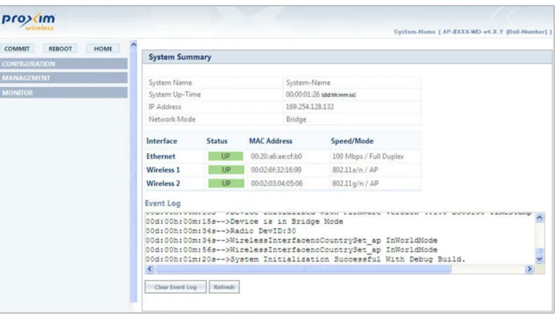 Figure 3-5 System Summary The home page contains the following information: